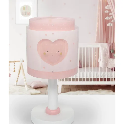 LAMPE DE TABLE ENFANT COEUR ROSE