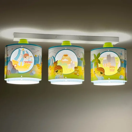 PLAFONNIER ENFANT 3 LUMIÈRES ÎLE PIRATE 2