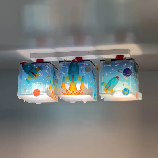 PLAFONNIER 3 LUMIÈRES ENFANT FUSÉE 2