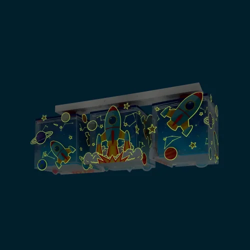 PLAFONNIER 3 LUMIÈRES ENFANT FUSÉE