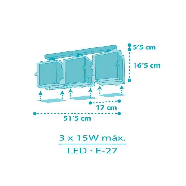 PLAFONNIER 3 LUMIÈRES ENFANT FUSÉE