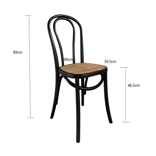 CHAISE EN BOIS DE BIRCH NOIR AVEC ASSISE EN ROTIN NATUREL AKIRA