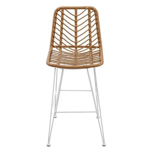 TABOURET DE JARDIN HAUT EN ROTIN SYNTHÉTIQUE PIEDS BLANCS VOLCANO