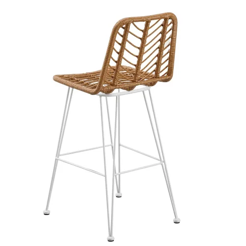 TABOURET DE JARDIN HAUT EN ROTIN SYNTHÉTIQUE PIEDS BLANCS VOLCANO