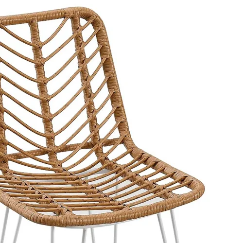TABOURET DE JARDIN HAUT EN ROTIN SYNTHÉTIQUE PIEDS BLANCS VOLCANO