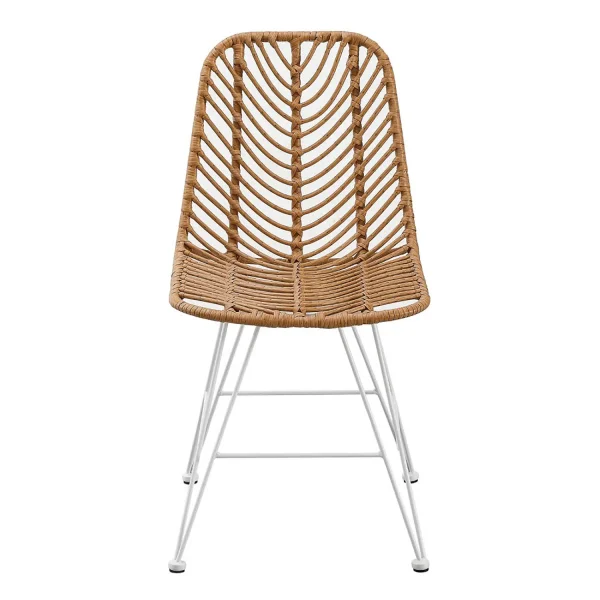 CHAISE DE JARDIN EN ROTIN SYNTHÉTIQUE PIEDS BLANCS VOLCANO