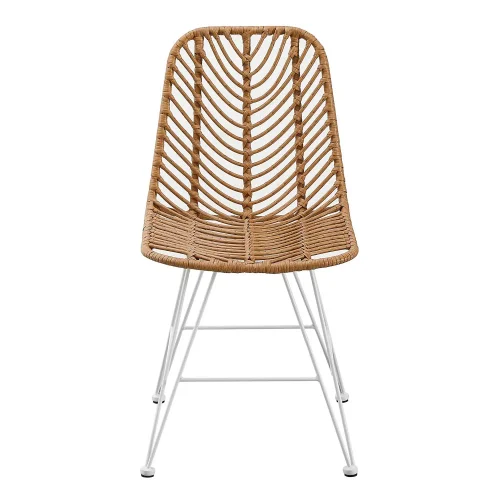 CHAISE DE JARDIN EN ROTIN SYNTHÉTIQUE PIEDS BLANCS VOLCANO