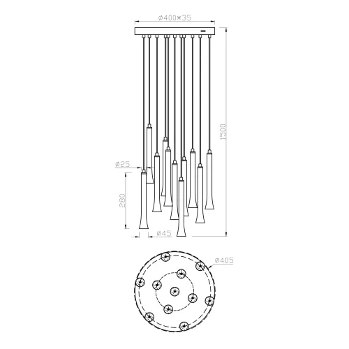 SUSPENSION LED 11 LUMIÈRES 33W RÉGLABLE BASE CIRCULAIRE FABIOLA