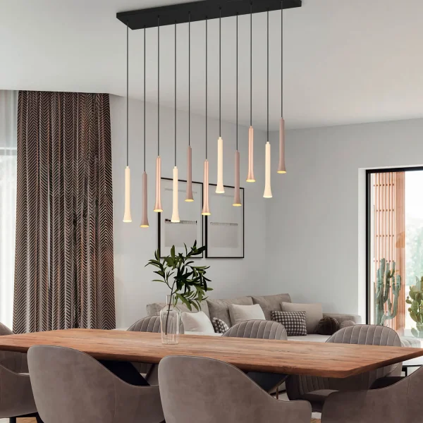 SUSPENSION LED 11 LUMIÈRES 33W RÉGLABLE BASE RECTANGULAIRE FABIOLA