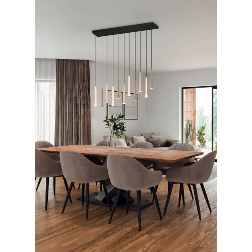 SUSPENSION LED 11 LUMIÈRES 33W RÉGLABLE BASE RECTANGULAIRE FABIOLA