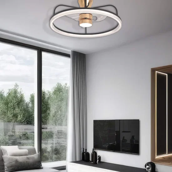 VENTILATEUR DE PLAFOND STYLE PLAFONNIER LED 48W 3000-6000K NOIR/DORÉ BENEDICT 2