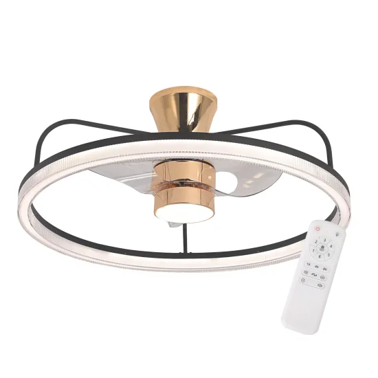 VENTILATEUR DE PLAFOND STYLE PLAFONNIER LED 48W 3000-6000K NOIR/DORÉ BENEDICT