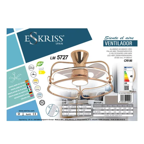 VENTILATEUR DE PLAFOND STYLE PLAFONNIER LED 48W 3000-6000K DORÉ BENEDICT VENTILATEUR DE PLAFOND STYLE PLAFONNIER LED 48W 3000-6000K DORÉ BENEDICT