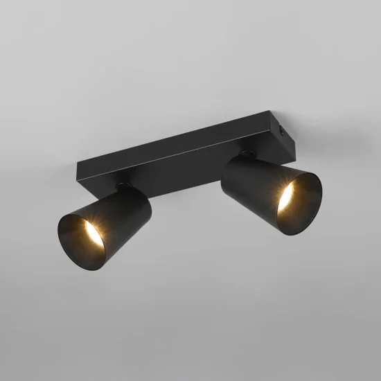 SPOT DE PLAFON/ MUR 2 LUMIÈRES MÉTAL NOIR GU10 SILVANO 2