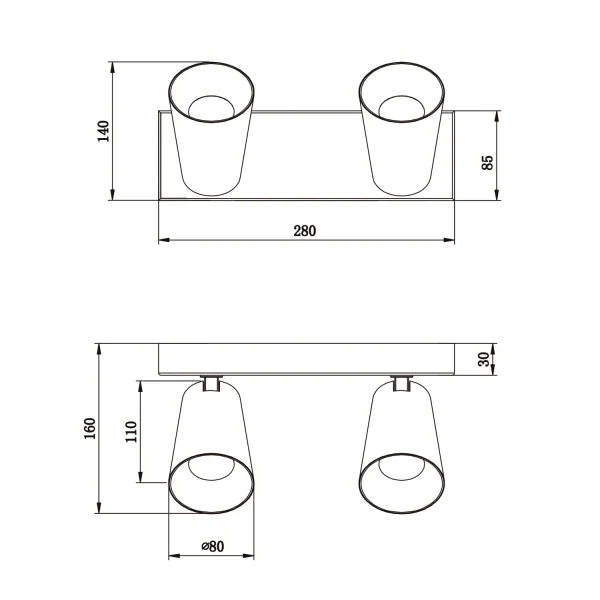 SPOT DE PLAFON/ MUR 2 LUMIÈRES MÉTAL NOIR GU10 SILVANO SPOT DE PLAFON/ MUR 2 LUMIÈRES MÉTAL NOIR GU10 SILVANO