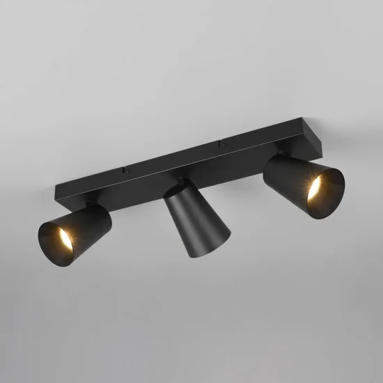 SPOT PLAFOND/MURAL 3 LUMIÈRES MÉTAL NOIR GU10 SILVANO 2