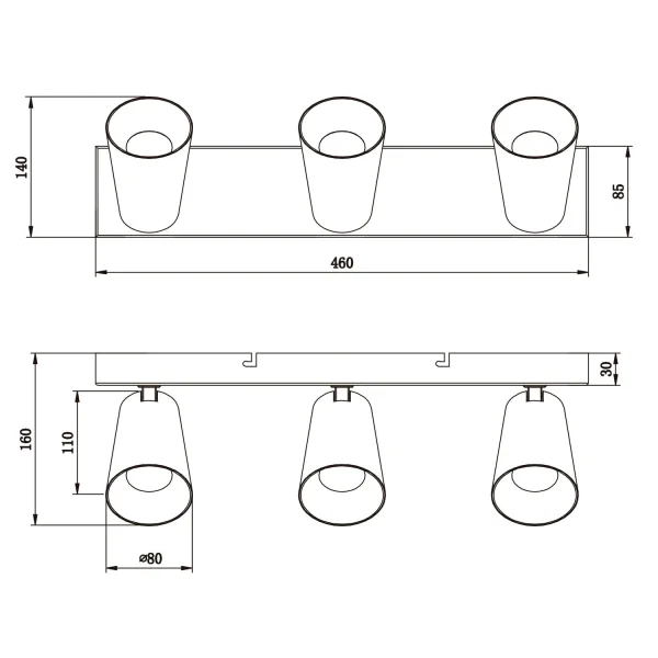SPOT PLAFOND/MURAL 3 LUMIÈRES MÉTAL NOIR GU10 SILVANO SPOT PLAFOND/MURAL 3 LUMIÈRES MÉTAL NOIR GU10 SILVANO