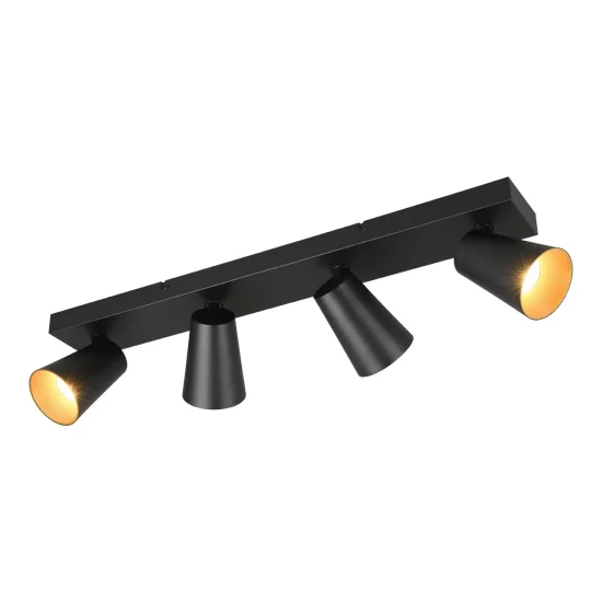 SPOT DE PLAFOND/MURAL 4 LUMIÈRES MÉTAL NOIR GU10 SILVANO
