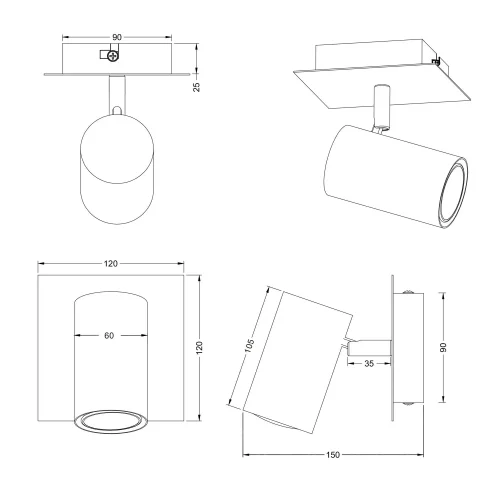 SPOT DE PLAFOND/MUR MÉTAL COFFEE/GRIS GU10 GRAFTON SPOT DE PLAFOND/MUR MÉTAL COFFEE/GRIS GU10 GRAFTON
