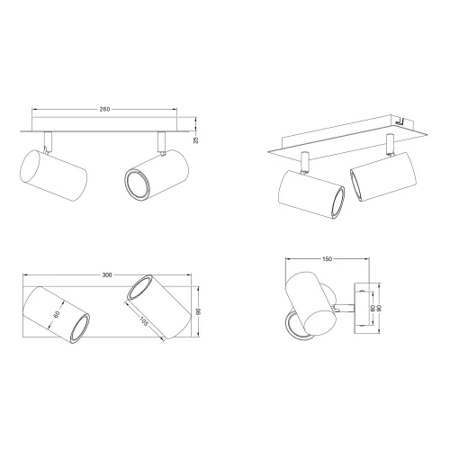 SPOT PLAFOND/MUR 2 LUMIÈRES MÉTAL COFFEE/GRIS GU10 GRAFTON SPOT PLAFOND/MUR 2 LUMIÈRES MÉTAL COFFEE/GRIS GU10 GRAFTON
