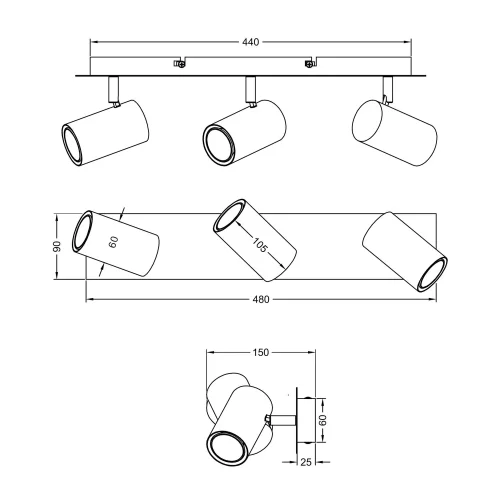 SPOT PLAFOND/MUR 3 LUMIÈRES EN MÉTAL COFFEE/GRIS GU10 GRAFTON SPOT PLAFOND/MUR 3 LUMIÈRES EN MÉTAL COFFEE/GRIS GU10 GRAFTON