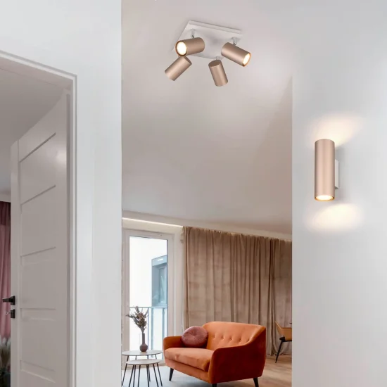 SPOT PLAFOND/MUR 4 LUMIÈRES MÉTAL COFFEE/GRIS GU10 GRAFTON 2