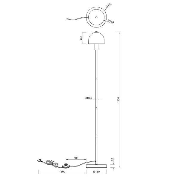 LAMPADAIRE METAL COFFEE E14 GASPAR