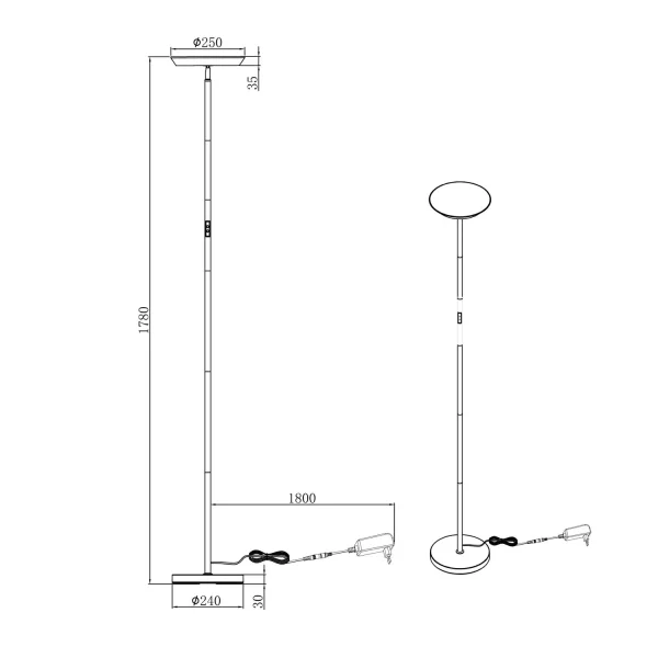 LAMPADAIRE LED 17W RÉGLABLE 2700-6500K NOIR SCHUBERT