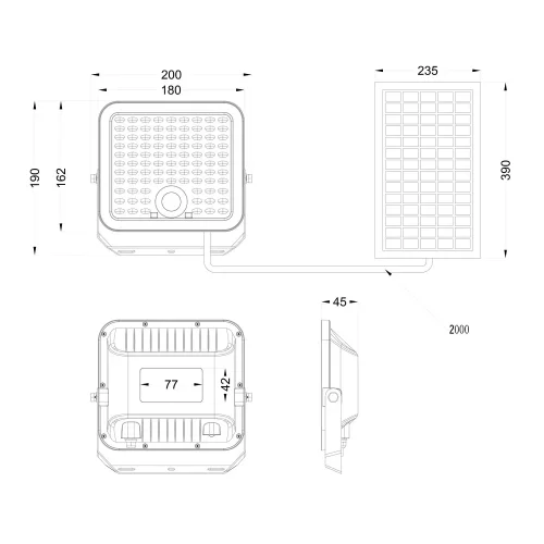 APPLIQUE EXTÉRIEUR SOLAIRE 18W 2600K CAPTEUR BASCULANT IP65 ACORUS APPLIQUE EXTÉRIEUR SOLAIRE 18W 2600K CAPTEUR BASCULANT IP65 ACORUS