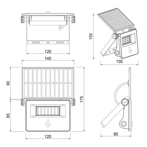 APPLIQUE EXTÉRIEUR SOLAIRE 10W 3000K-6000K CAPTEUR ORIENTABLE IP54 MUSCARI APPLIQUE EXTÉRIEUR SOLAIRE 10W 3000K-6000K CAPTEUR ORIENTABLE IP54 MUSCARI