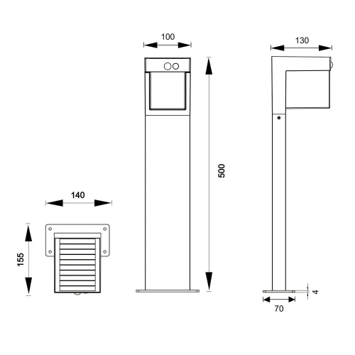 BALISE EXTÉRIEURE SOLAIRE 5,5W 4000K CAPTEUR IP44 50 CM CORIANDER BALISE EXTÉRIEURE SOLAIRE 5,5W 4000K CAPTEUR IP44 50 CM CORIANDER