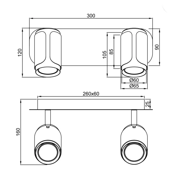 SPOT DE MUR ET DE PLAFOND 2 LAMPES GU10 MÉTAL NICKEL MAT GIADA SPOT DE MUR ET DE PLAFOND 2 LAMPES GU10 MÉTAL NICKEL MAT GIADA