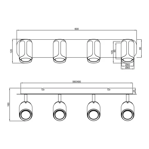SPOT DE MUR/FIXATION AU PLAFOND 4 LUMIÈRES GU10 MÉTAL COFFEE GIADA SPOT DE MUR/FIXATION AU PLAFOND 4 LUMIÈRES GU10 MÉTAL COFFEE GIADA