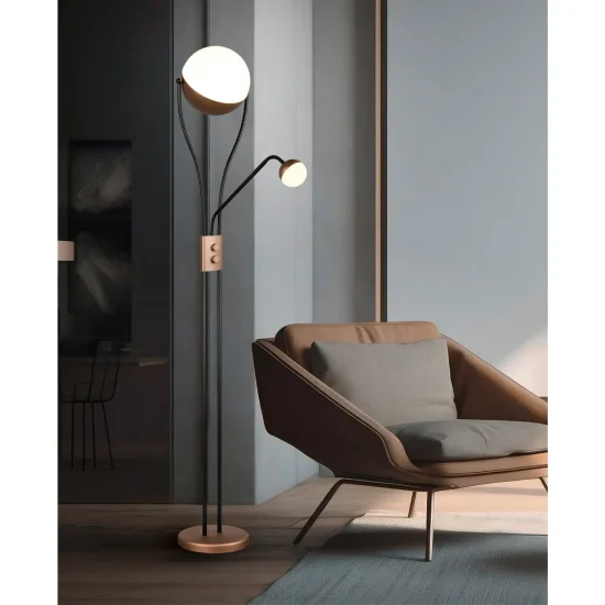 LAMPADAIRE LED 18W+3,8W 3000K MÉTAL COFFEE CASCADE 2