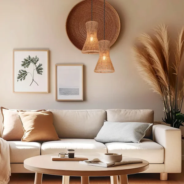 LAMPE SUSPENDUE E27 PAPIERGARN MARRON NAHELE LAMPE SUSPENDUE E27 PAPIERGARN MARRON NAHELE