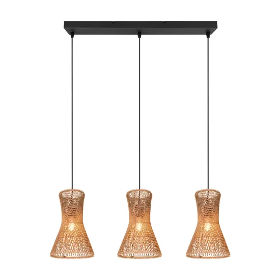 SUSPENSION 3 LUMIÈRES E27 PAPIERGARN MARRON NAHELE