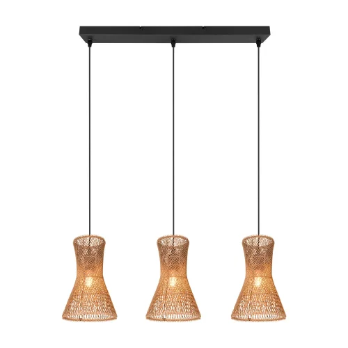 SUSPENSION 3 LUMIÈRES E27 PAPIERGARN MARRON NAHELE SUSPENSION 3 LUMIÈRES E27 PAPIERGARN MARRON NAHELE