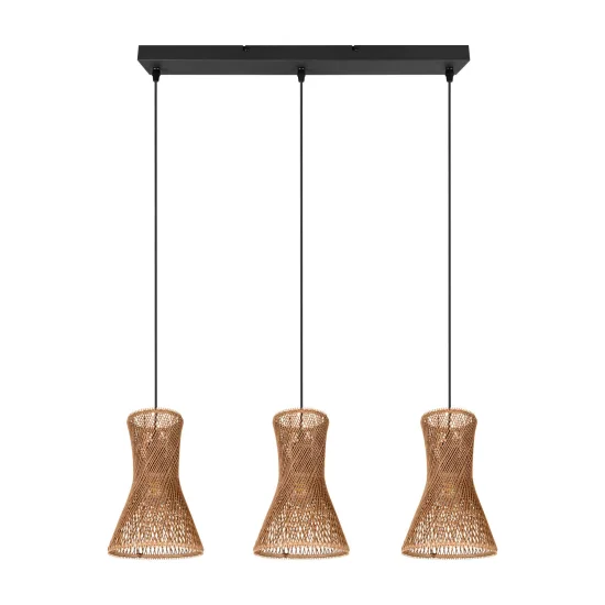 SUSPENSION 3 LUMIÈRES E27 PAPIERGARN MARRON NAHELE 2