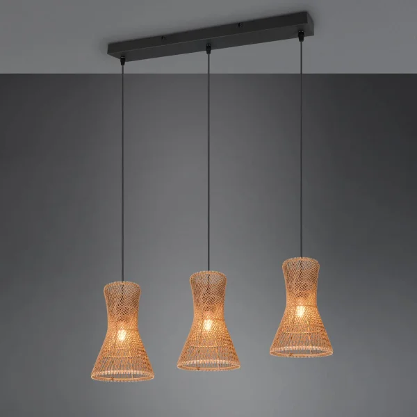 SUSPENSION 3 LUMIÈRES E27 PAPIERGARN MARRON NAHELE SUSPENSION 3 LUMIÈRES E27 PAPIERGARN MARRON NAHELE