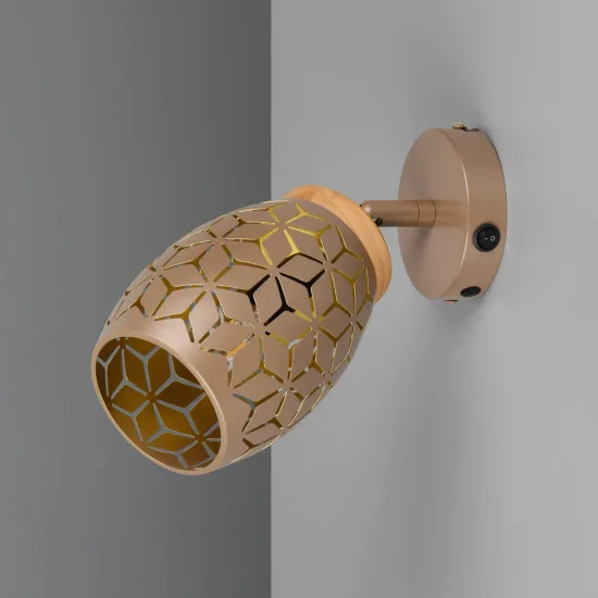 APPLIQUE MURAL 1 LUMIÈRE MÉTAL COFFEE E14 BIRKITA 2