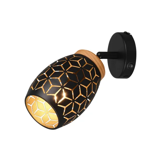 APPLIQUE MURAL 1 LUMIÈRE MÉTAL NOIR E14 BIRKITA