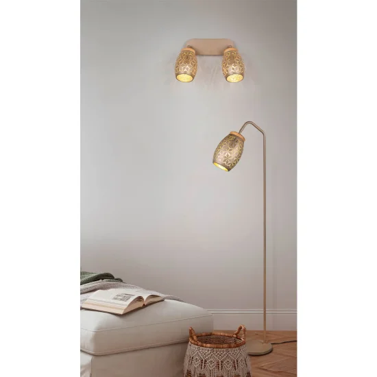 SPOT 2 LUMIÈRES PLAFOND/MUR MÉTAL COFFEE E14 BIRKITA 2