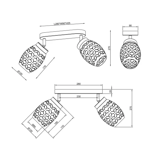 SPOT 2 LUMIÈRES PLAFOND/MUR MÉTAL NOIR E14 BIRKITA SPOT 2 LUMIÈRES PLAFOND/MUR MÉTAL NOIR E14 BIRKITA