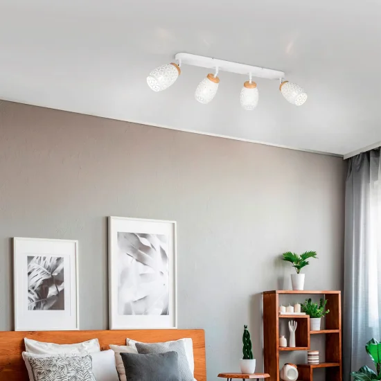 SPOT 4 LUMIÈRES PLAFOND MÉTAL BLANC E14 BIRKITA 2