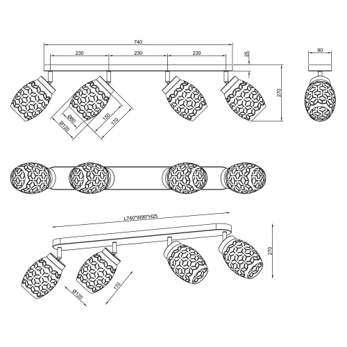 SPOT 4 LUMIÈRES DE PLAFOND MÉTAL COFFEE E14 BIRKITA SPOT 4 LUMIÈRES DE PLAFOND MÉTAL COFFEE E14 BIRKITA