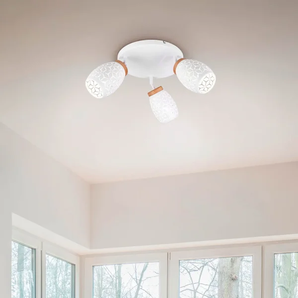 PLAFONNIER 3 LUMIÈRES MÉTAL BLANC E14 BIRKITA PLAFONNIER 3 LUMIÈRES MÉTAL BLANC E14 BIRKITA
