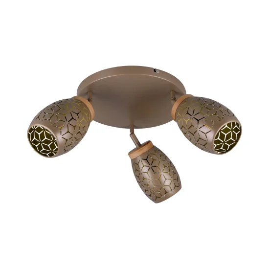 PLAFONNIER 3 LUMIÈRES MÉTAL COFFEE E14 BIRKITA 2