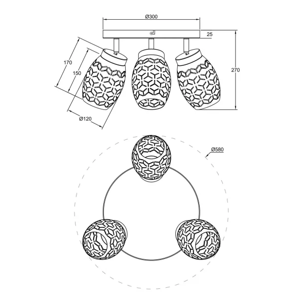 PLAFONNIER 3 LUMIÈRES MÉTAL NOIR E14 BIRKITA PLAFONNIER 3 LUMIÈRES MÉTAL NOIR E14 BIRKITA