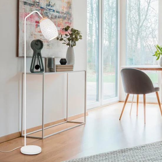 LAMPADAIRE 1 LUMIÈRE MÉTAL BLANC E27 BIRKITA 2