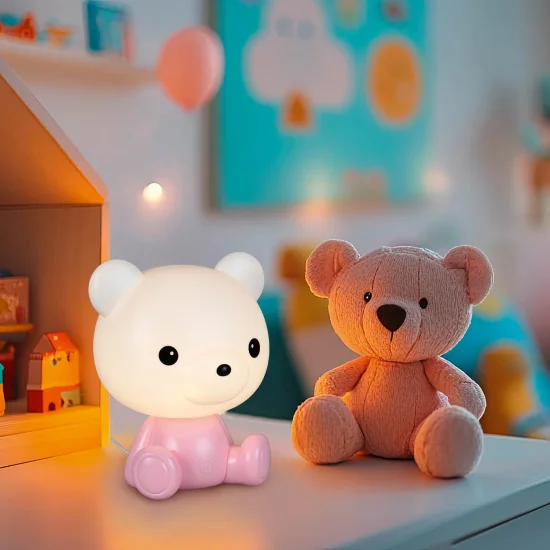 LAMPE DE TABLE LED 3W 3000K RGB OURSON ROSE